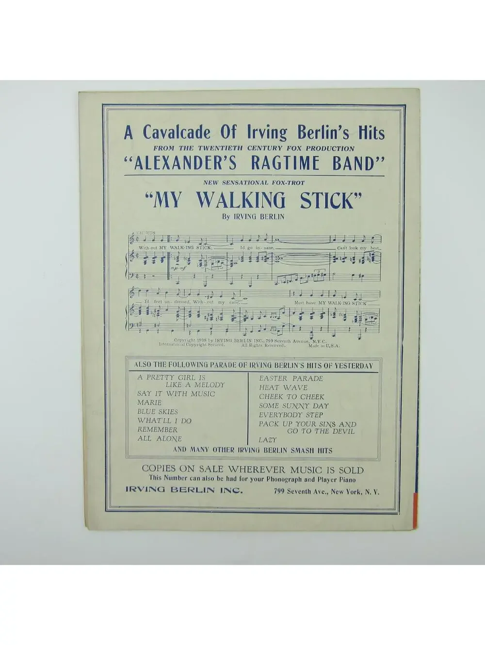 Sheet Music Remember Alexander's Ragtime Band Irving Berlin Antique 1925 RARE